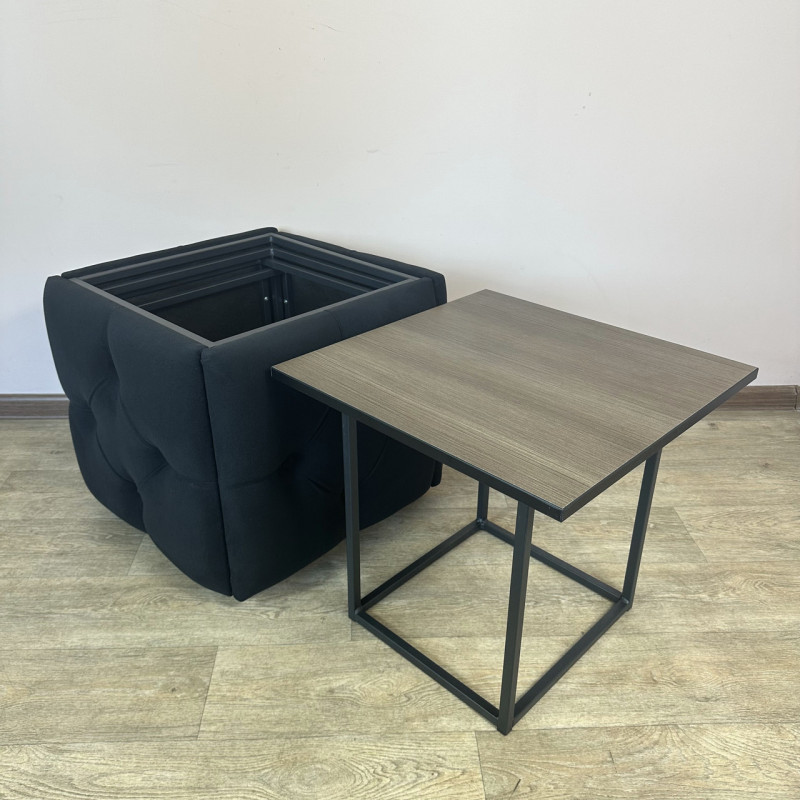 Пуф-трансформер 5в1 Остін-1 зі столиком велюр чорний/ріголетто темний 10-1-9005