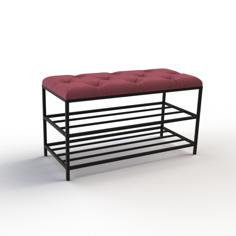 Банкетка для обуви Женева-1 80см велюр красный 4-0-9005