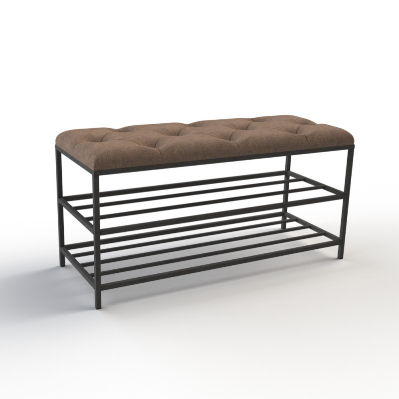 Банкетка для обуви Женева-1 90см велюр коричневый 1-0-9005