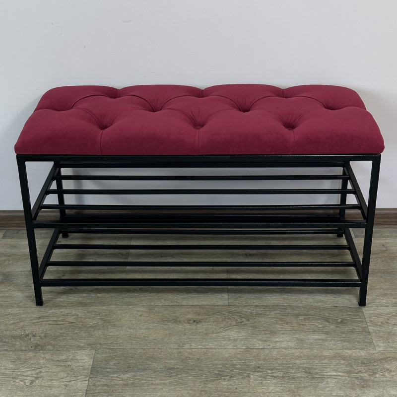 Банкетка для обуви Женева-1 80см велюр красный 4-0-9005