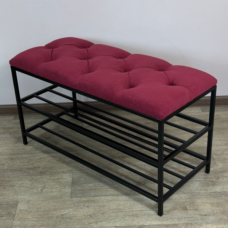 Банкетка для обуви Женева-1 70см велюр красный 4-0-9005