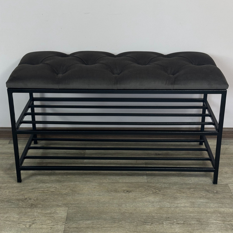 Банкетка для обуви Женева-1 80см велюр серо-коричневый 5-0-9005