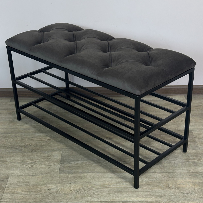 Банкетка для обуви Женева-1 80см велюр серо-коричневый 5-0-9005