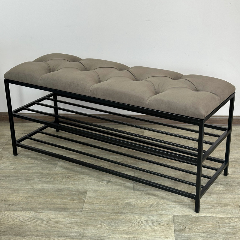 Банкетка для обуви Женева-1 90см велюр коричневый 1-0-9005