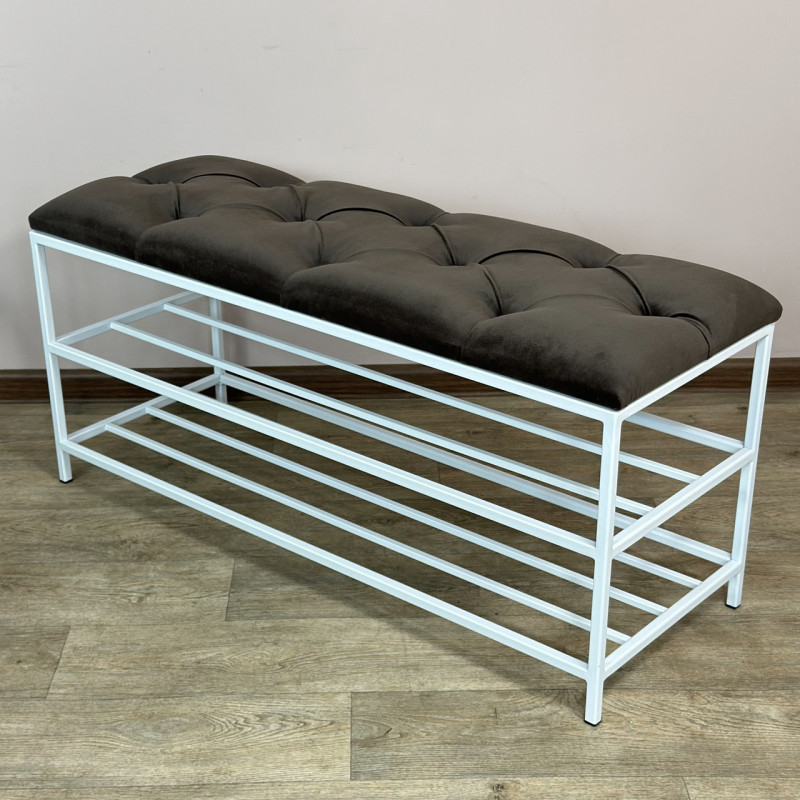 Банкетка для обуви Женева-1 100см велюр серо-коричневый 5-0-9003