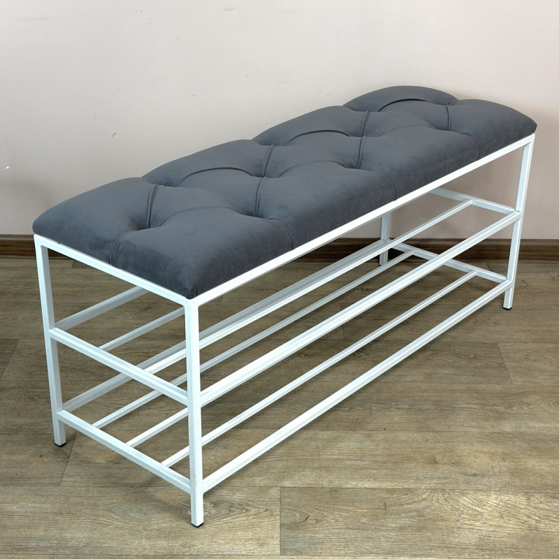 Банкетка для взуття Женева-1 90 см велюр сірий 7-0-9003