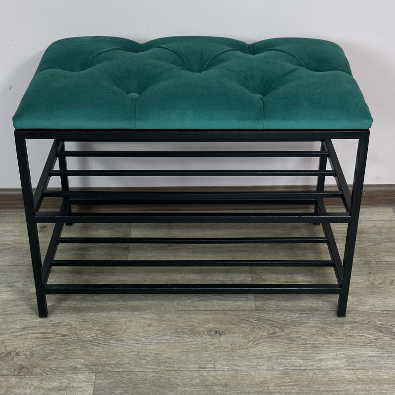 Банкетка для обуви Женева-1 50см велюр изумрудный 8-0-9005