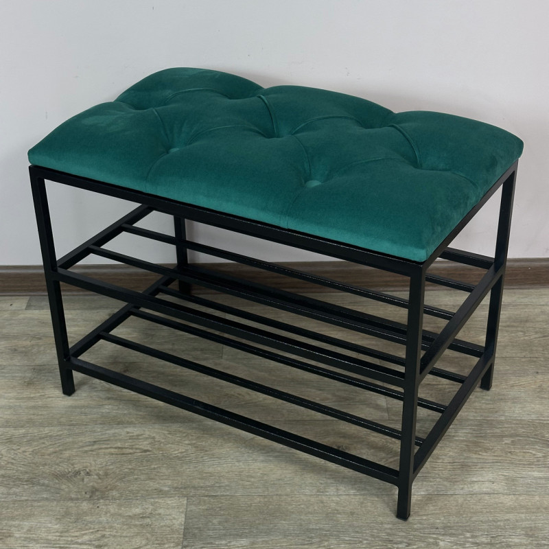 Банкетка для обуви Женева-1 50см велюр изумрудный 8-0-9005