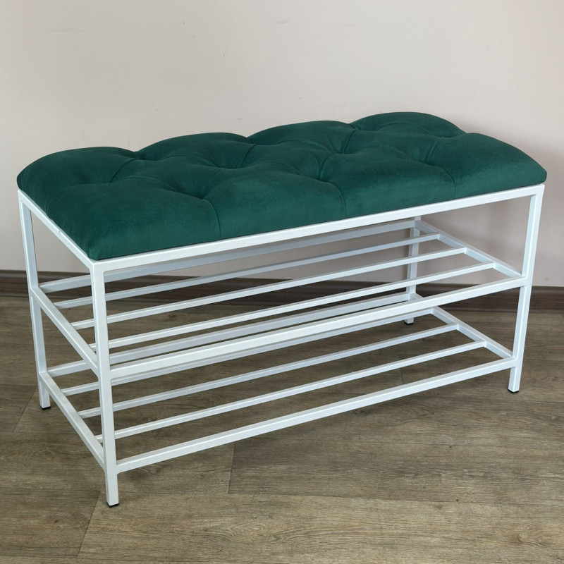 Банкетка для обуви Женева-1 70см велюр изумрудный 8-0-9003