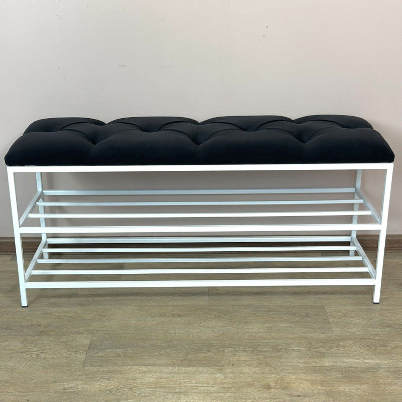 Банкетка для взуття Женева-1 90 см велюр чорний 10-0-9003