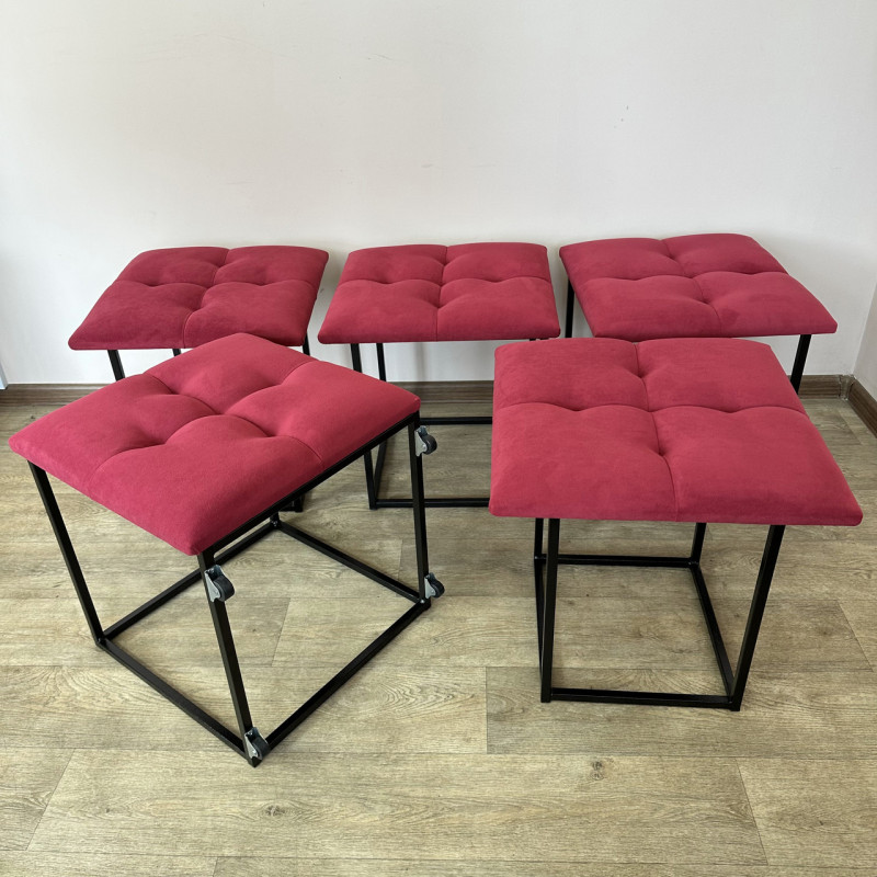 Пуф-трансформер 5в1 Mzavod Остин-4 велюр красный 4-0-9005