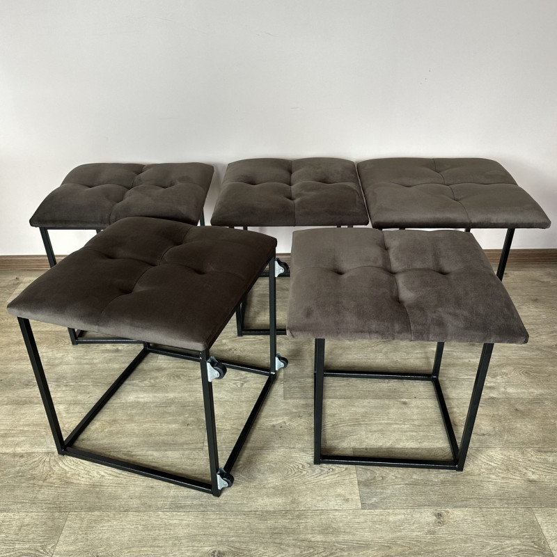 Пуф-трансформер 5в1 Mzavod Остин-4 велюр серо-коричневый 5-0-9005