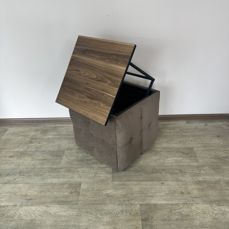 Пуф-трансформер 5в1 Mzavod Остин-4 со столиком велюр коричневый/орех калифорнийский 1-4-9005