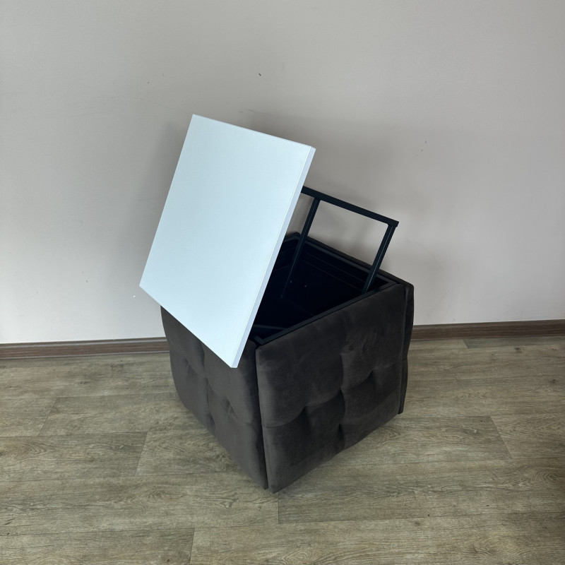 Пуф-трансформер 5в1 Mzavod Остин-4 со столиком велюр серо-коричневый/белая аляска 5-3-9005