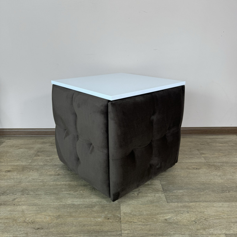 Пуф-трансформер 5в1 Mzavod Остин-4 со столиком велюр серо-коричневый/белая аляска 5-3-9005