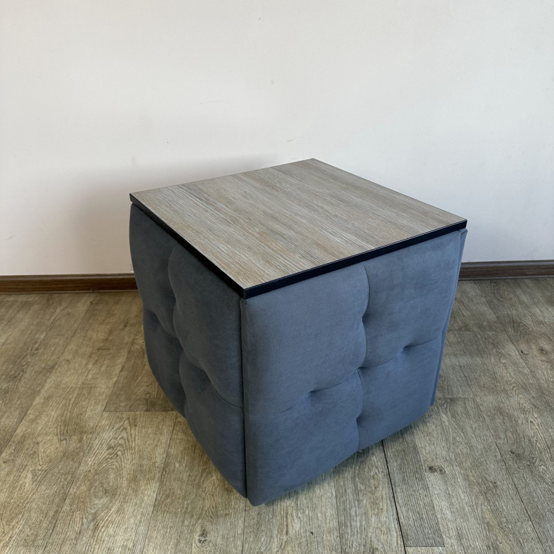 Пуф-трансформер 5в1 Mzavod Остин-4 со столиком велюр серый/дуб платиновый 7-2-9003