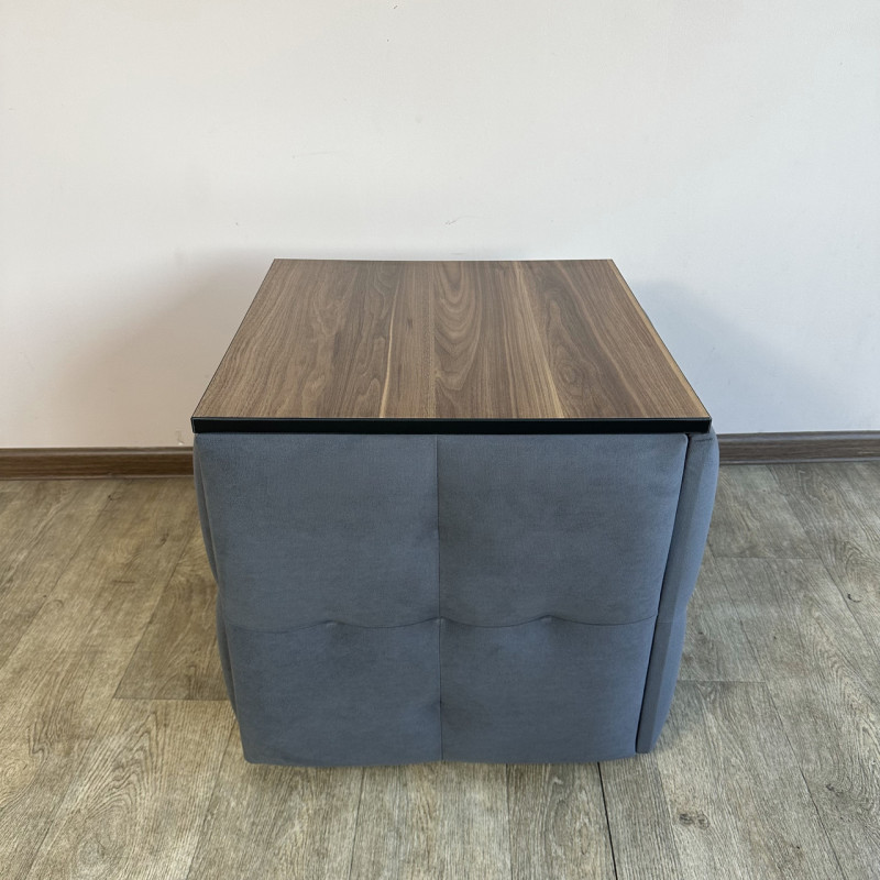 Пуф-трансформер 5в1 Mzavod Остин-4 со столиком велюр серый/орех калифорнийский 7-4-9005