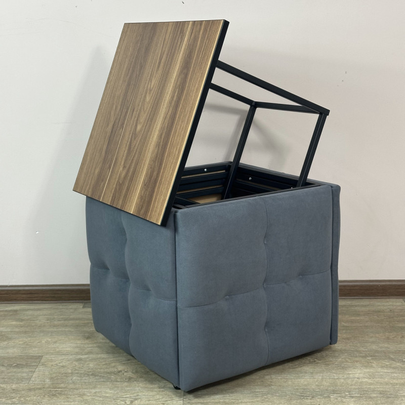 Пуф-трансформер 5в1 Mzavod Остин-4 со столиком велюр серый/орех калифорнийский 7-4-9005