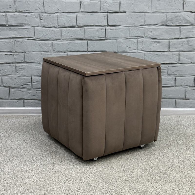 Пуф-трансформер 5в1 Mzavod Остин-2 со столиком велюр серо-коричневый/риголетто темный 5-1-9003