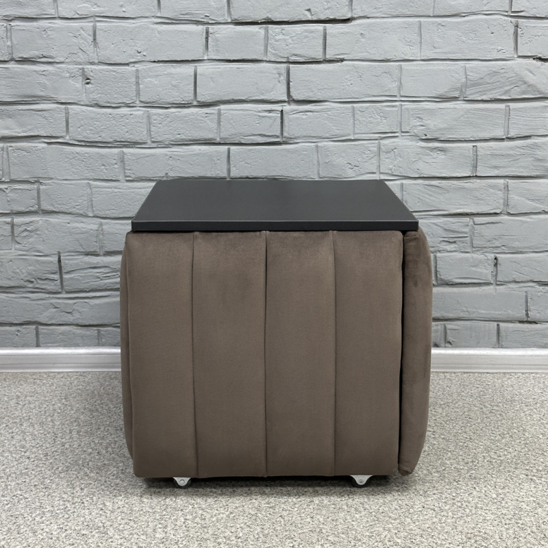 Пуф-трансформер 5в1 Остін-2 зі столиком велюр сіро-коричневий/чорний 5-5-9005