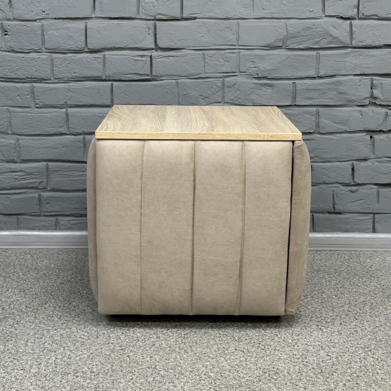 Пуф-трансформер 5в1 Остін-2 зі столиком велюр бежевий/дуб сонома 3-7-9005