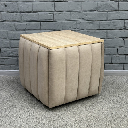 Пуф-трансформер 5в1 Остін-2 зі столиком велюр бежевий/дуб сонома 3-7-9005