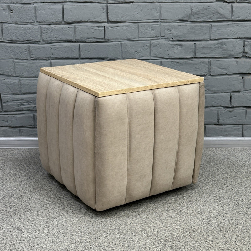 Пуф-трансформер 5в1 Остін-2 зі столиком велюр бежевий/дуб сонома 3-7-9005