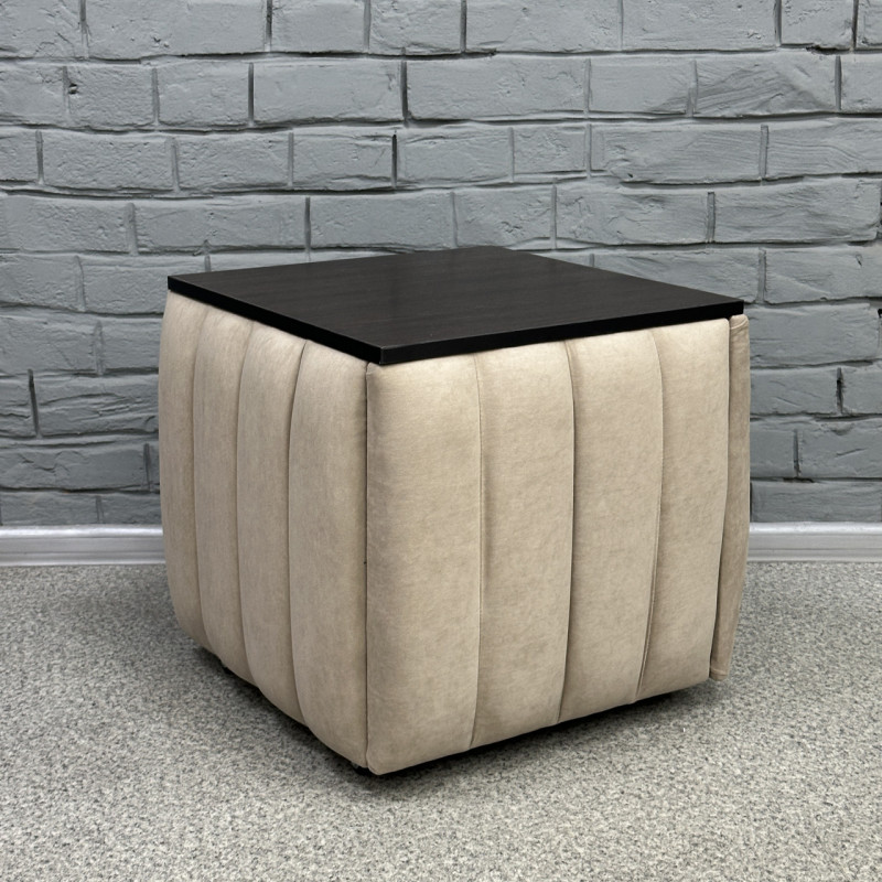 Пуф-трансформер 5в1 Mzavod Остин-2 со столиком велюр бежевый/дуб венге 3-8-9005