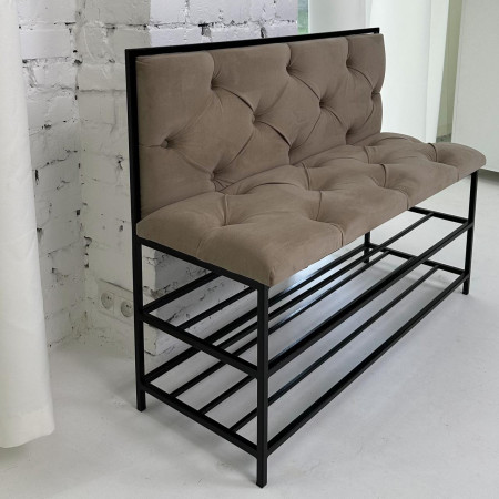 Банкетка для обуви Женева-1 со спинкой 60см велюр бежевый 3-0-9005