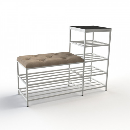 Банкетка для взуття Барселона-1 100 см велюр бежевий/чорний 3-5-9003