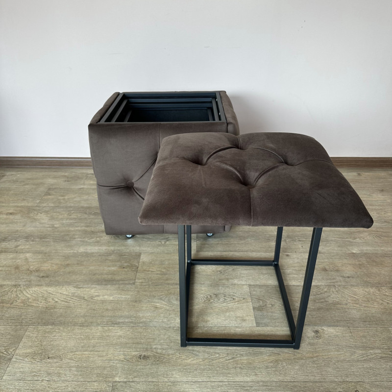 Пуф-трансформер 5в1 Mzavod Остин-1 велюр серо-коричневый 5-0-9005