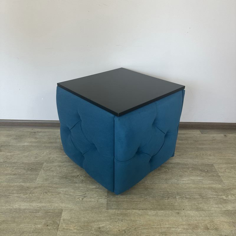 Пуф-трансформер 5в1 Mzavod Остин-1 со столиком велюр бирюзовый/черный 2-5-9005