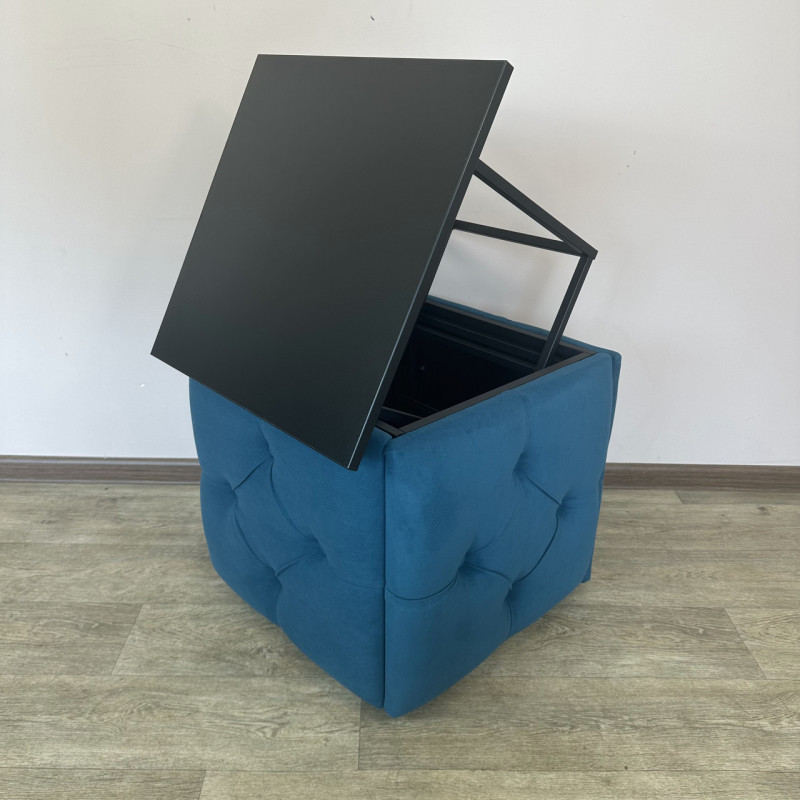 Пуф-трансформер 5в1 Mzavod Остин-1 со столиком велюр бирюзовый/черный 2-5-9005