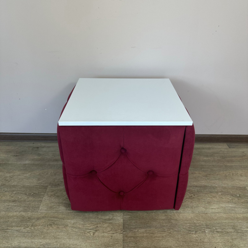 Пуф-трансформер 5в1 Mzavod Остин-1 со столиком велюр красный/белая аляска 4-3-9003