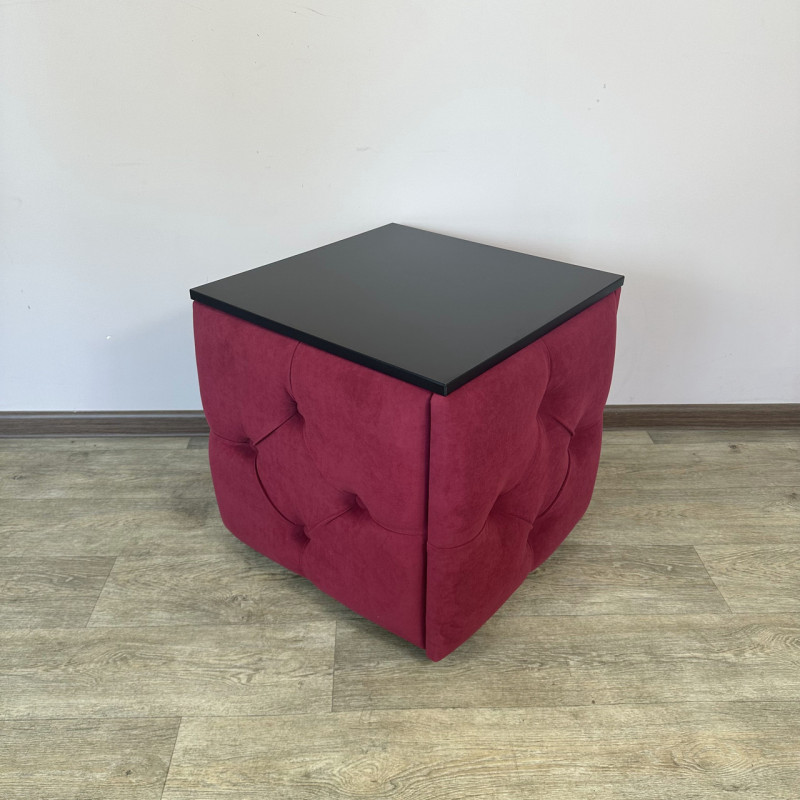 Пуф-трансформер 5в1 Mzavod Остин-1 со столиком велюр красный/черный 4-5-9005