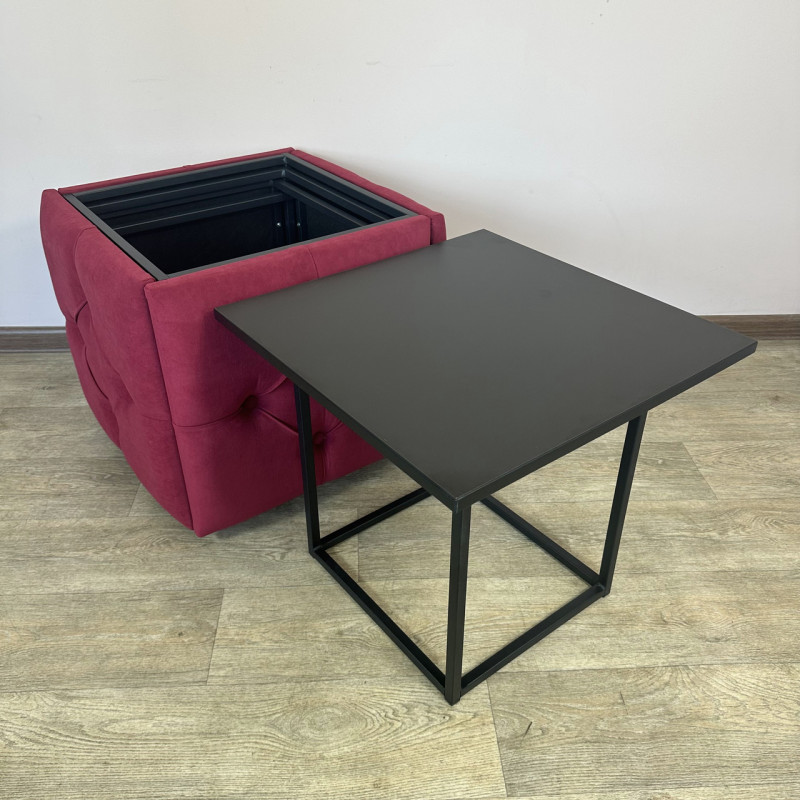 Пуф-трансформер 5в1 Mzavod Остин-1 со столиком велюр красный/черный 4-5-9005