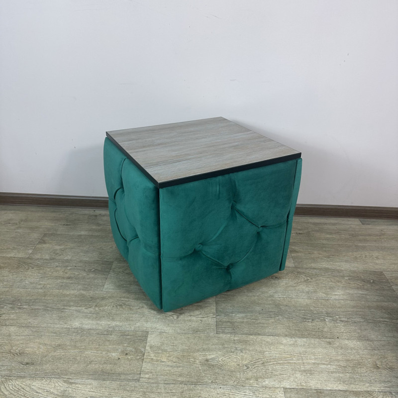 Пуф-трансформер 5в1 Mzavod Остин-1 со столиком велюр изумрудный/дуб платиновый 8-2-9005