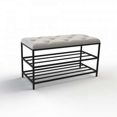 Банкетка для обуви Женева-1 80см велюр светло-серый 6-0-9005