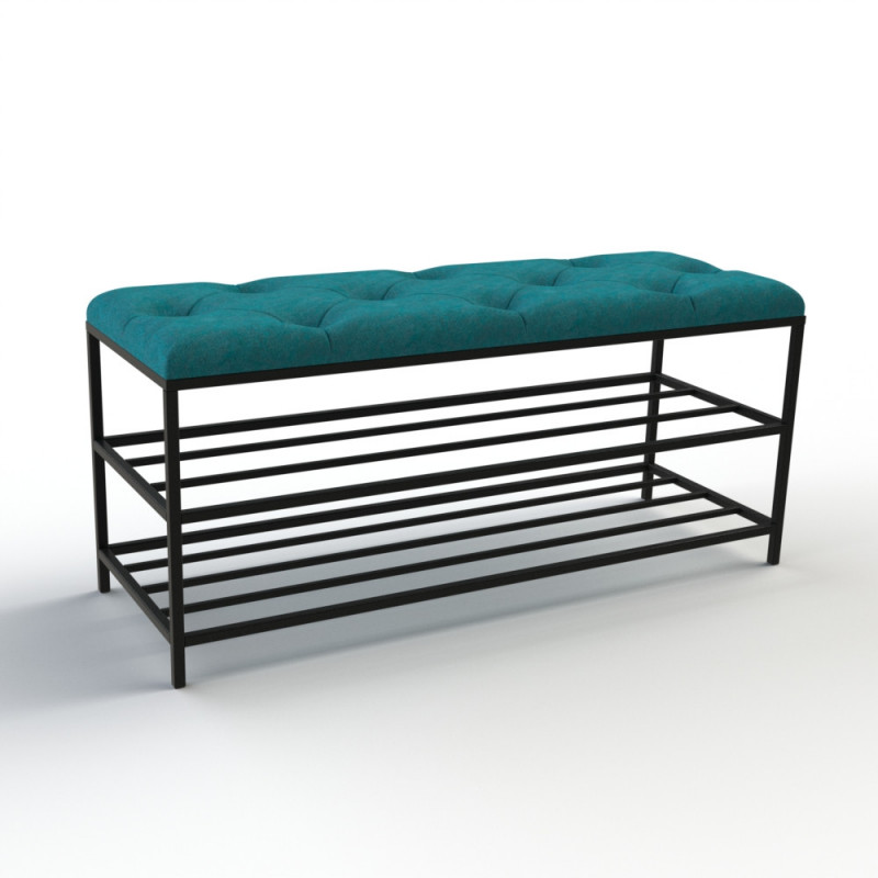 Банкетка для обуви Женева-1 100см велюр бирюзовый 2-0-9005