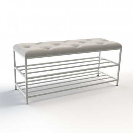 Банкетка для обуви Женева-1 100см велюр светло-серый 6-0-9003