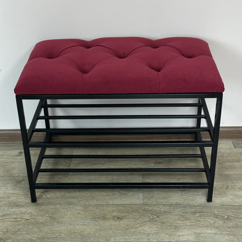 Банкетка для обуви Женева-1 60см велюр красный 4-0-9005