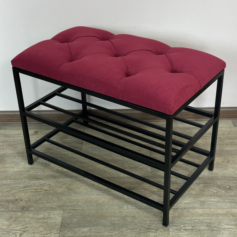 Банкетка для обуви Женева-1 60см велюр красный 4-0-9005