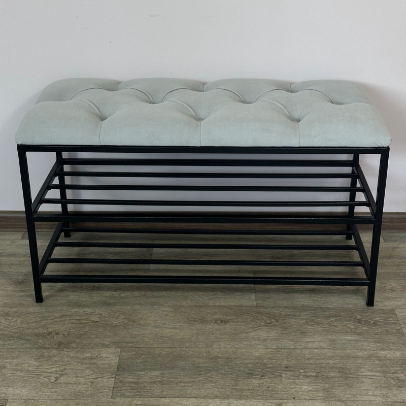 Банкетка для обуви Женева-1 80см велюр светло-серый 6-0-9005