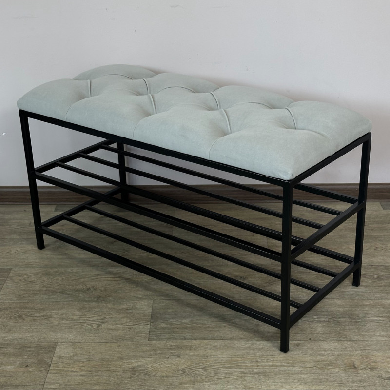 Банкетка для обуви Женева-1 80см велюр светло-серый 6-0-9005