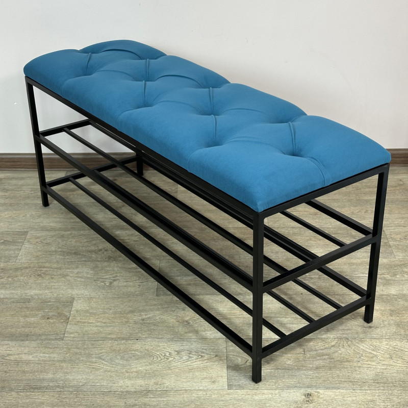 Банкетка для обуви Женева-1 100см велюр бирюзовый 2-0-9005