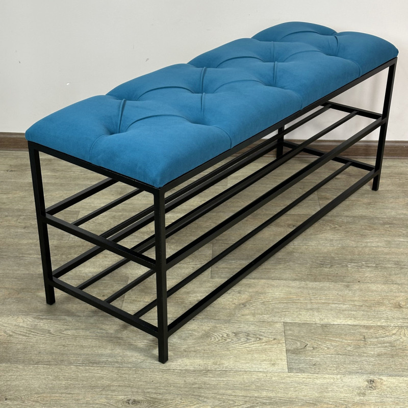 Банкетка для обуви Женева-1 100см велюр бирюзовый 2-0-9005