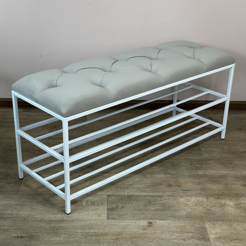 Банкетка для взуття Женева-1 100 см велюр світло-сірий 6-0-9003