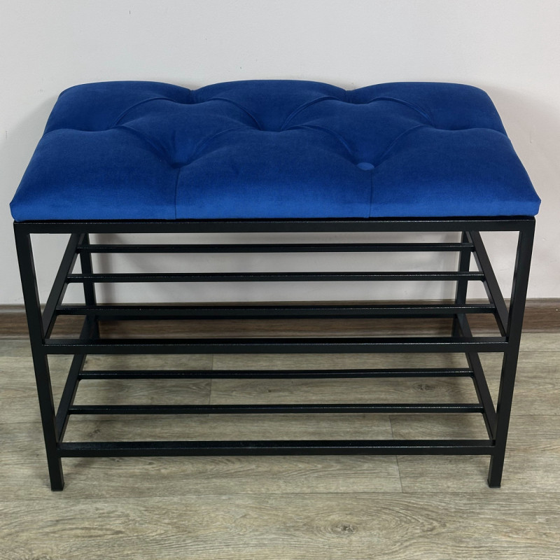 Банкетка для обуви Женева-1 50см велюр синий 9-0-9005