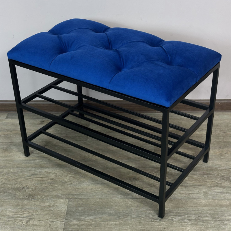 Банкетка для обуви Женева-1 50см велюр синий 9-0-9005