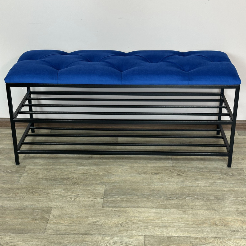 Банкетка для взуття Женева-1 100 см велюр синій 9-0-9005